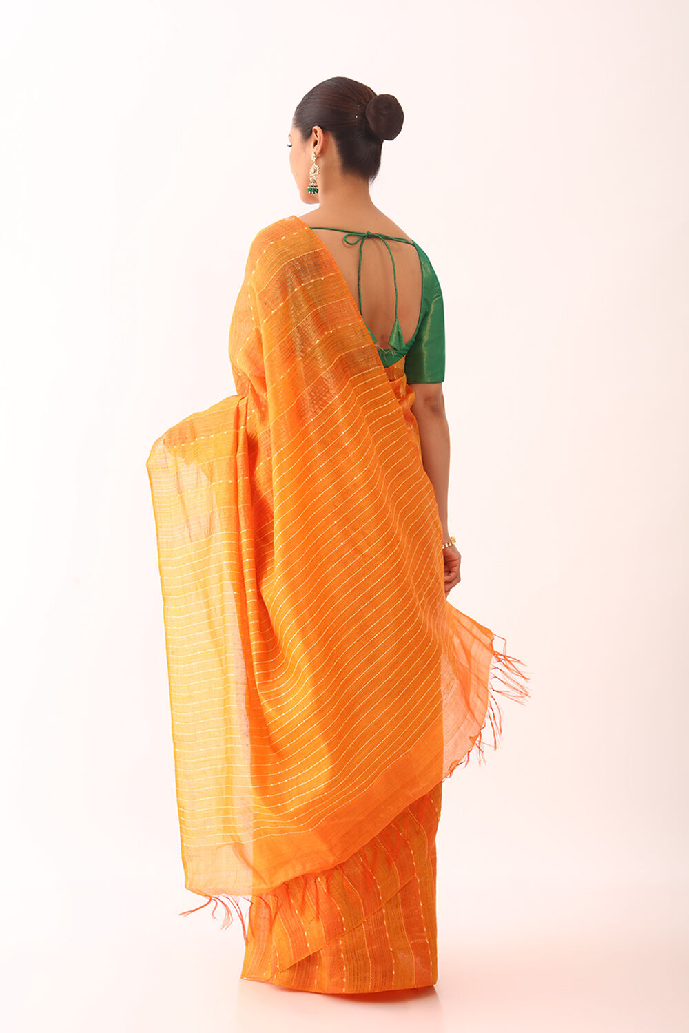 Orange Chattisgarh Woven Pure Tussar Silk Saree image number null