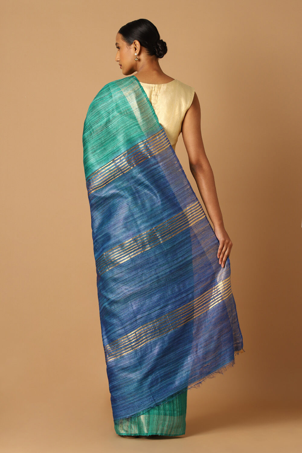 Green Pure Tussar Tie and Dye image number null