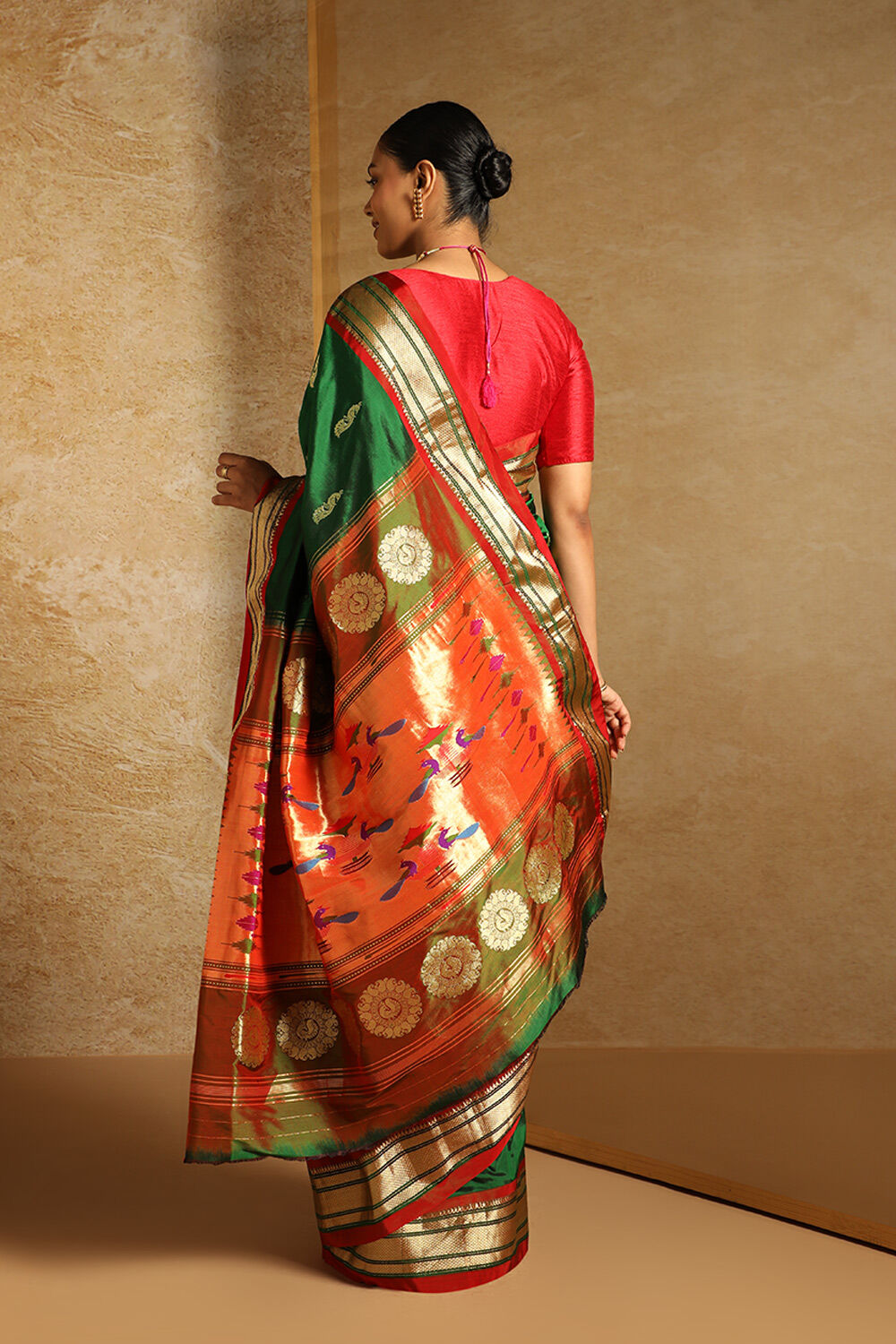 Green Pure Silk Paithani Saree image number null