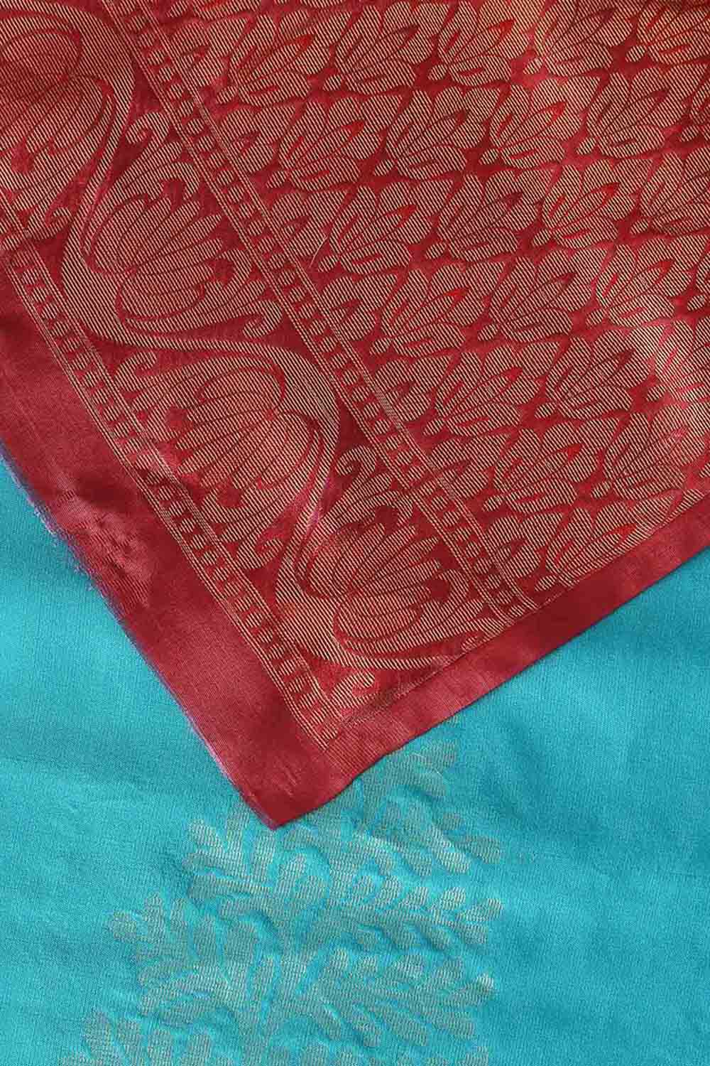 Light Blue Pure Silk Tencel South Saree image number null