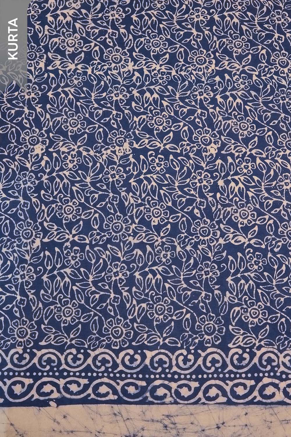 Blue Batik Pure Cotton Unstitched Suit Set image number null