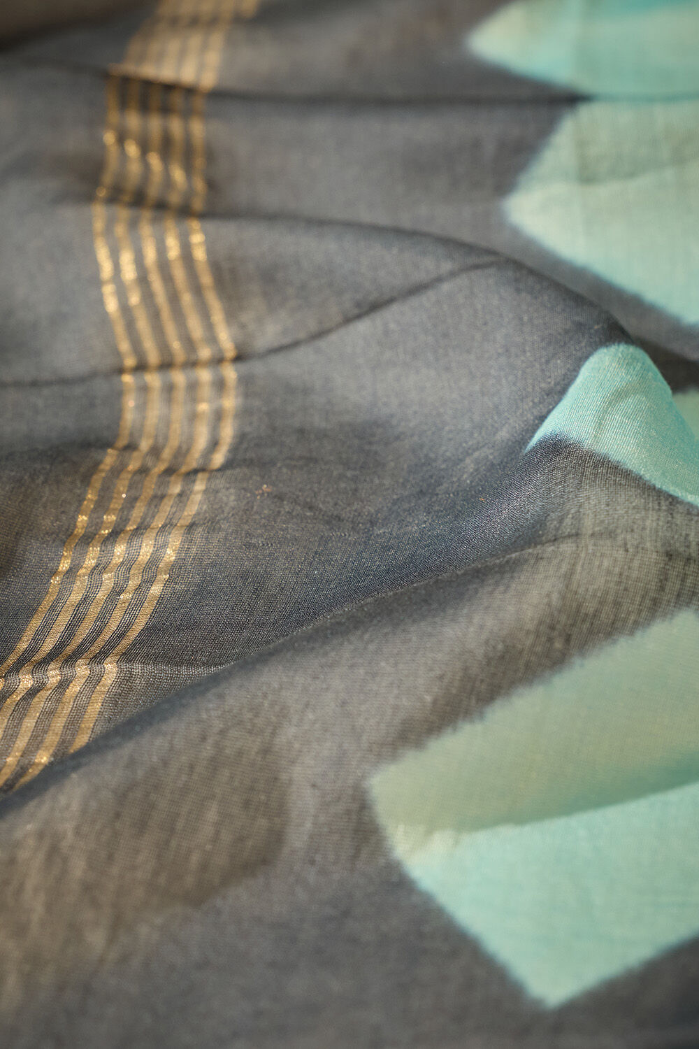 Blue Rajasthan Pure Silk Cotton Tie & Dye Shibori Saree image number null