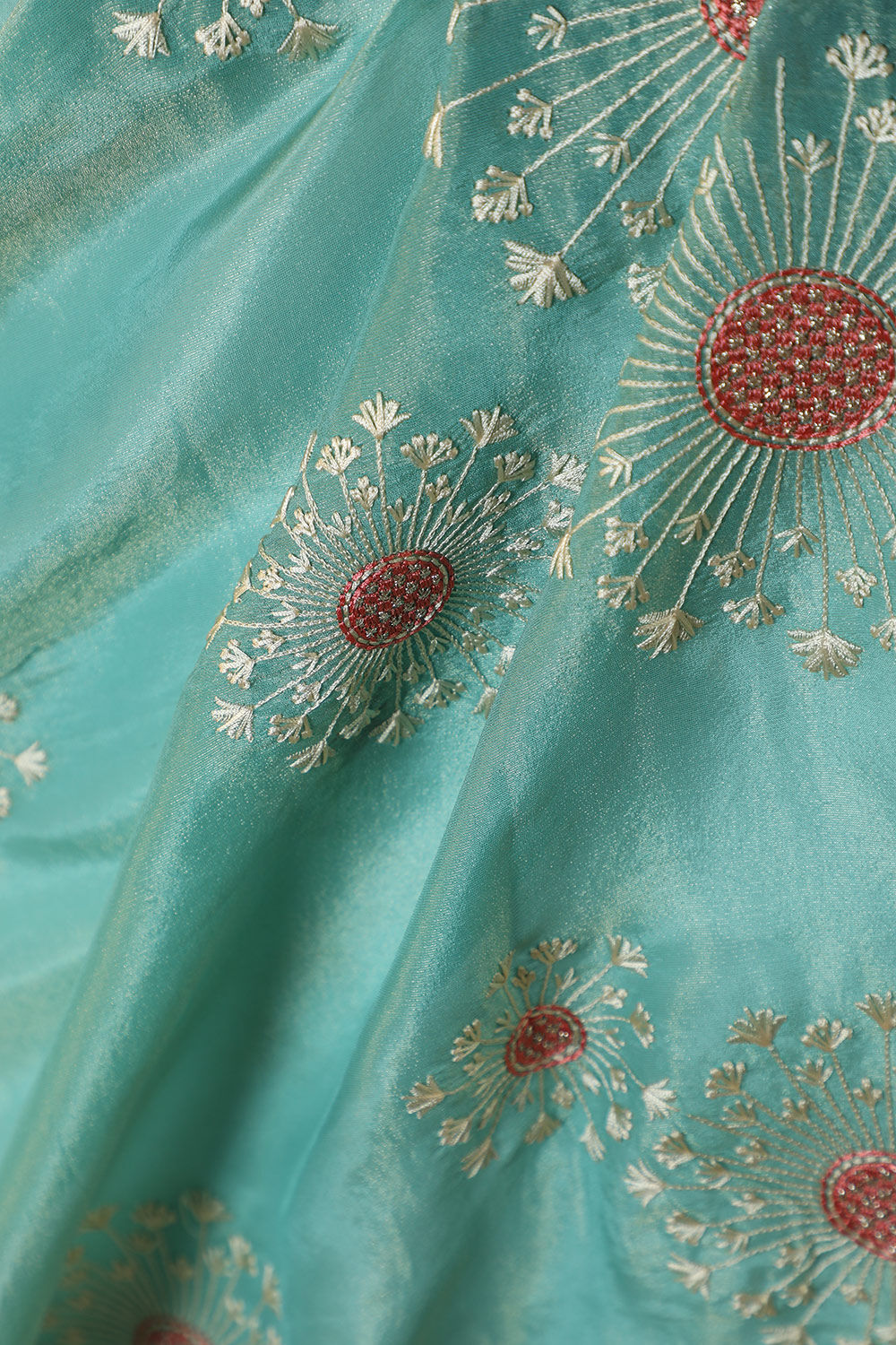 Blue Embroidered Viscose Tissue Saree image number null