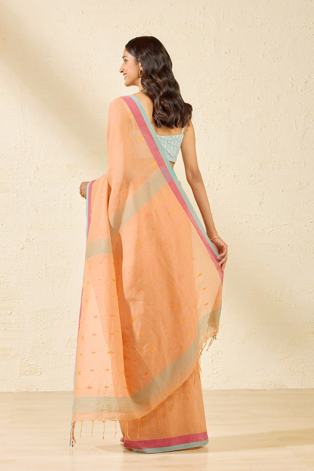 Orange Bengal Pure Cotton Jamdani Saree image number null