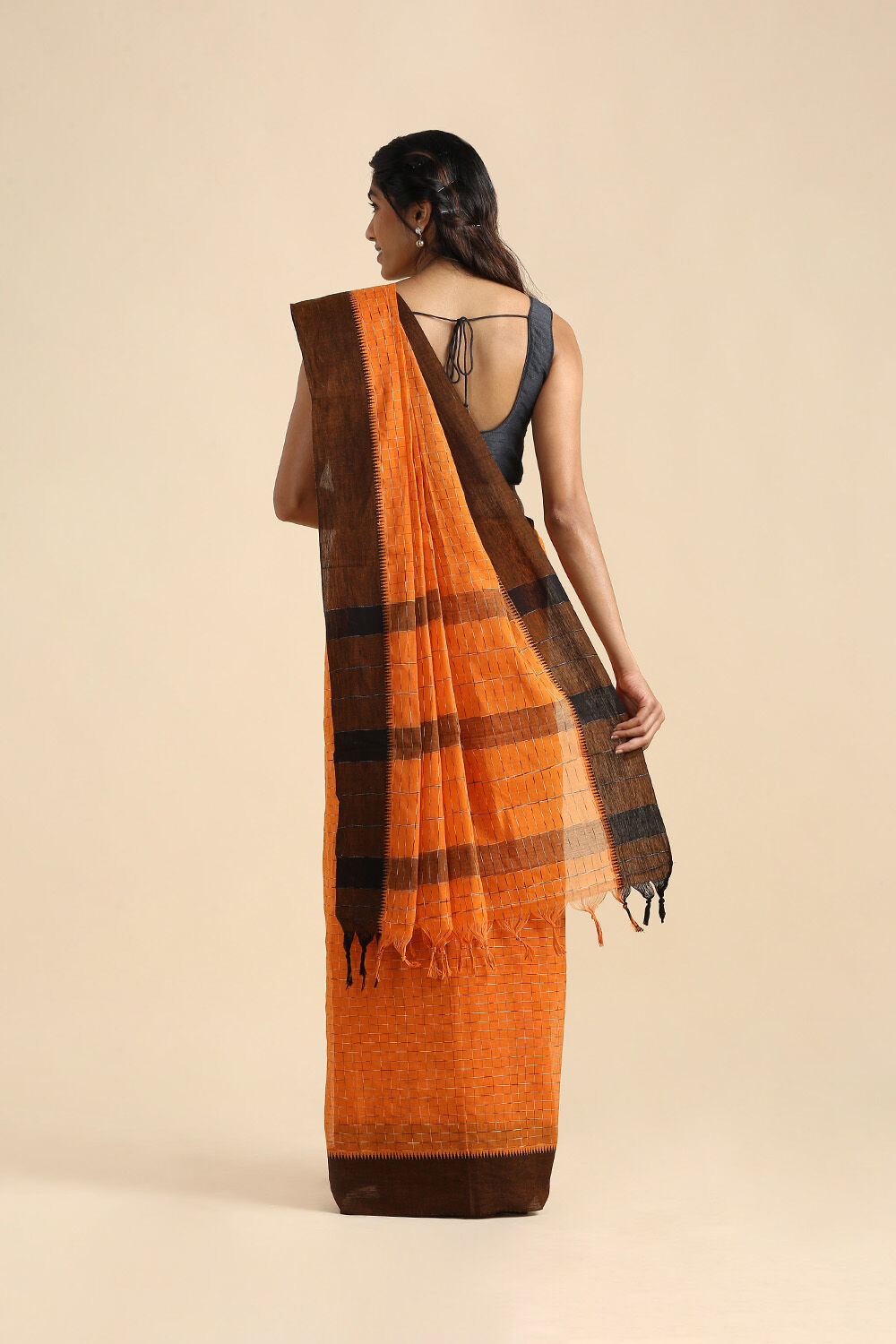 Orange Pure Cotton Naranyanpet Saree image number null