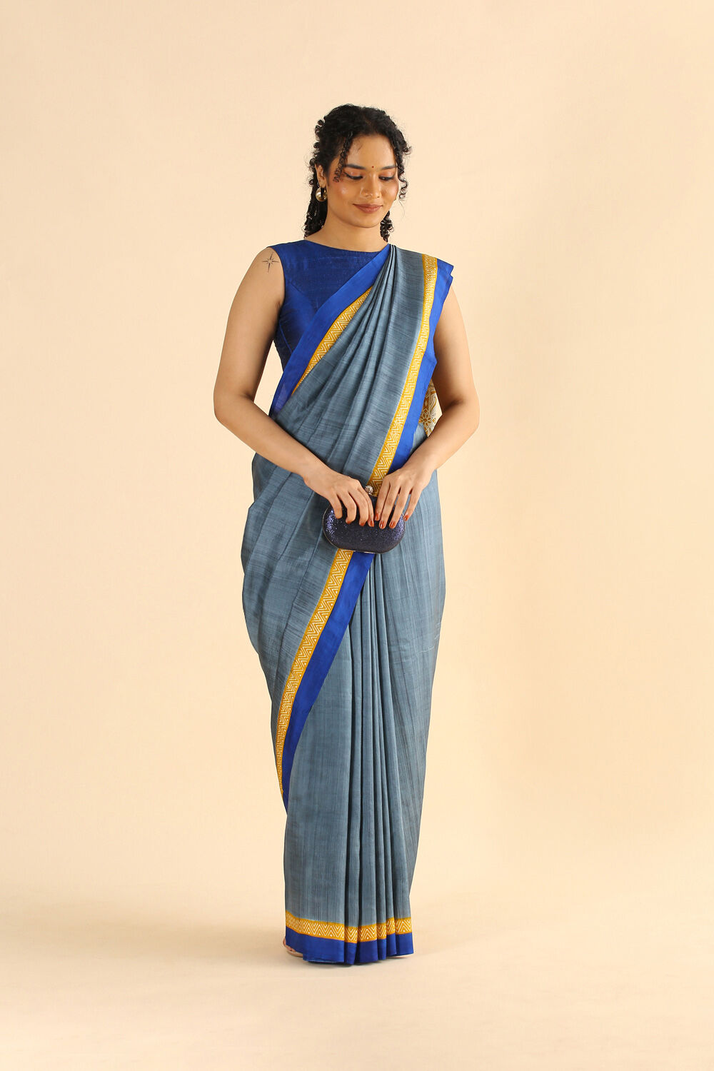 Grey Pure Silk Printed Saree image number null