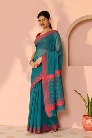 Blue Woven Pure Silk Cotton Chanderi Saree thumbnail image number null