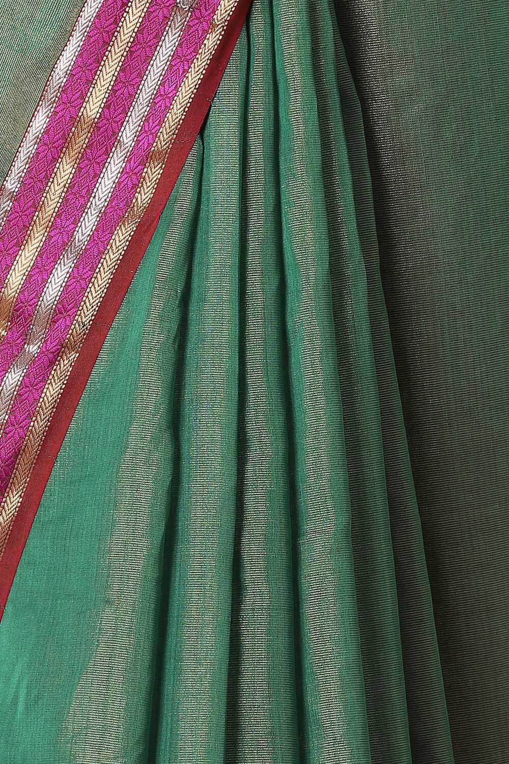 Green Pure Cotton Tissue Maheswari Saree image number null