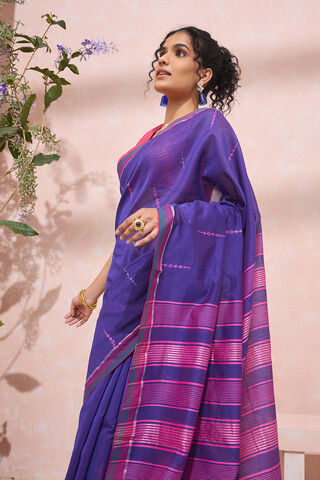 Violet Bengal Pure Silk Cotton Jamdani Saree