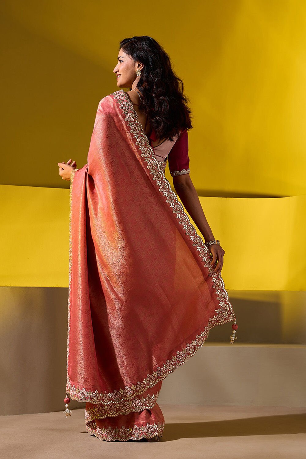 Light Pink Viscose Tissue Gotta Patti Saree image number null