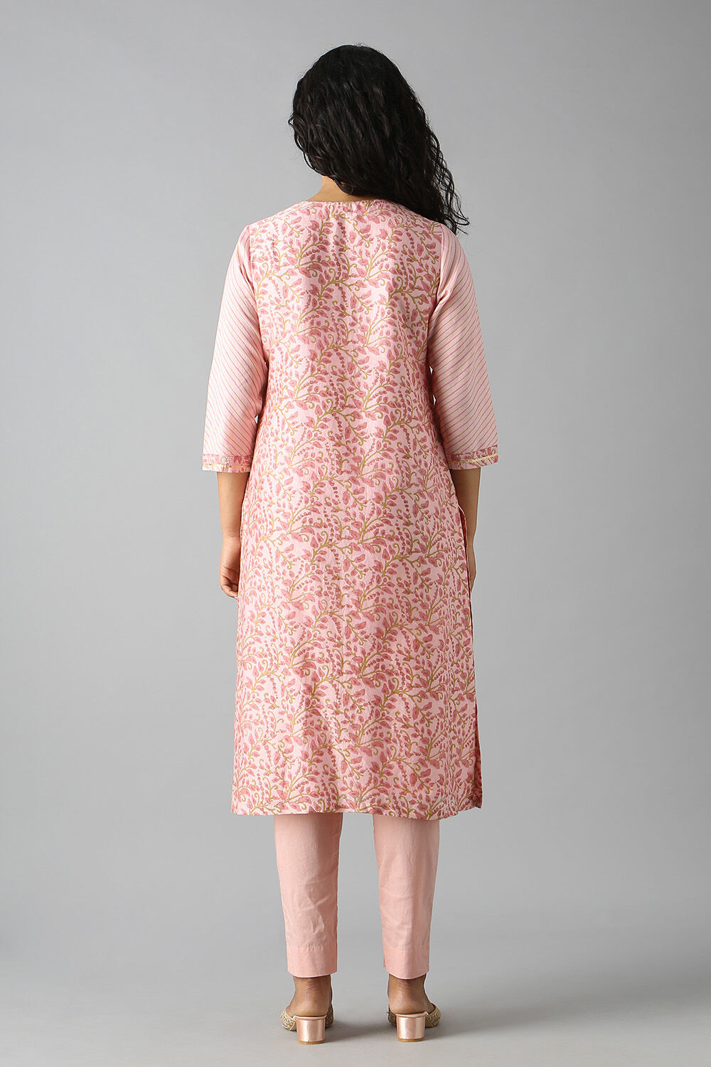 Pink Block Printed Kurta image number null