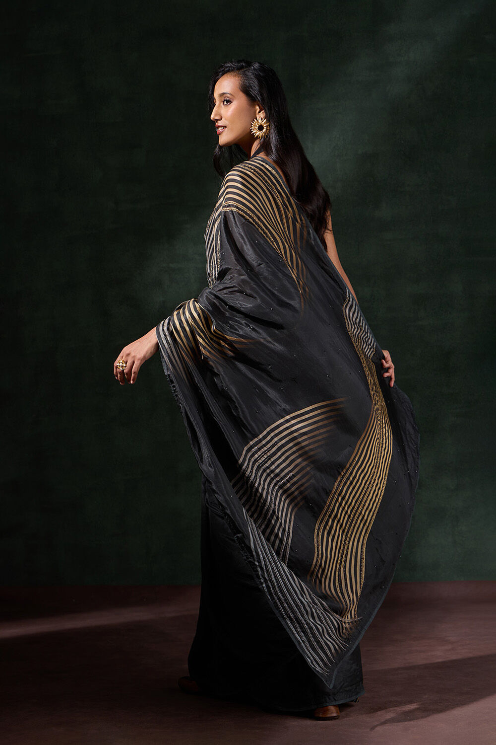 Black Printed Viscose Saree image number null