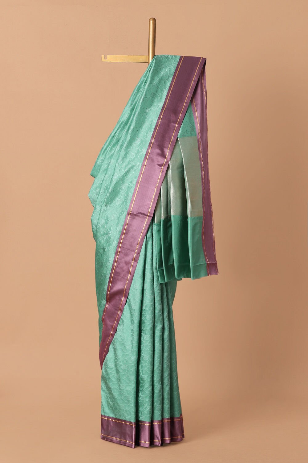 Light Green Pure Silk Banarasi Tanchoi Saree image number null