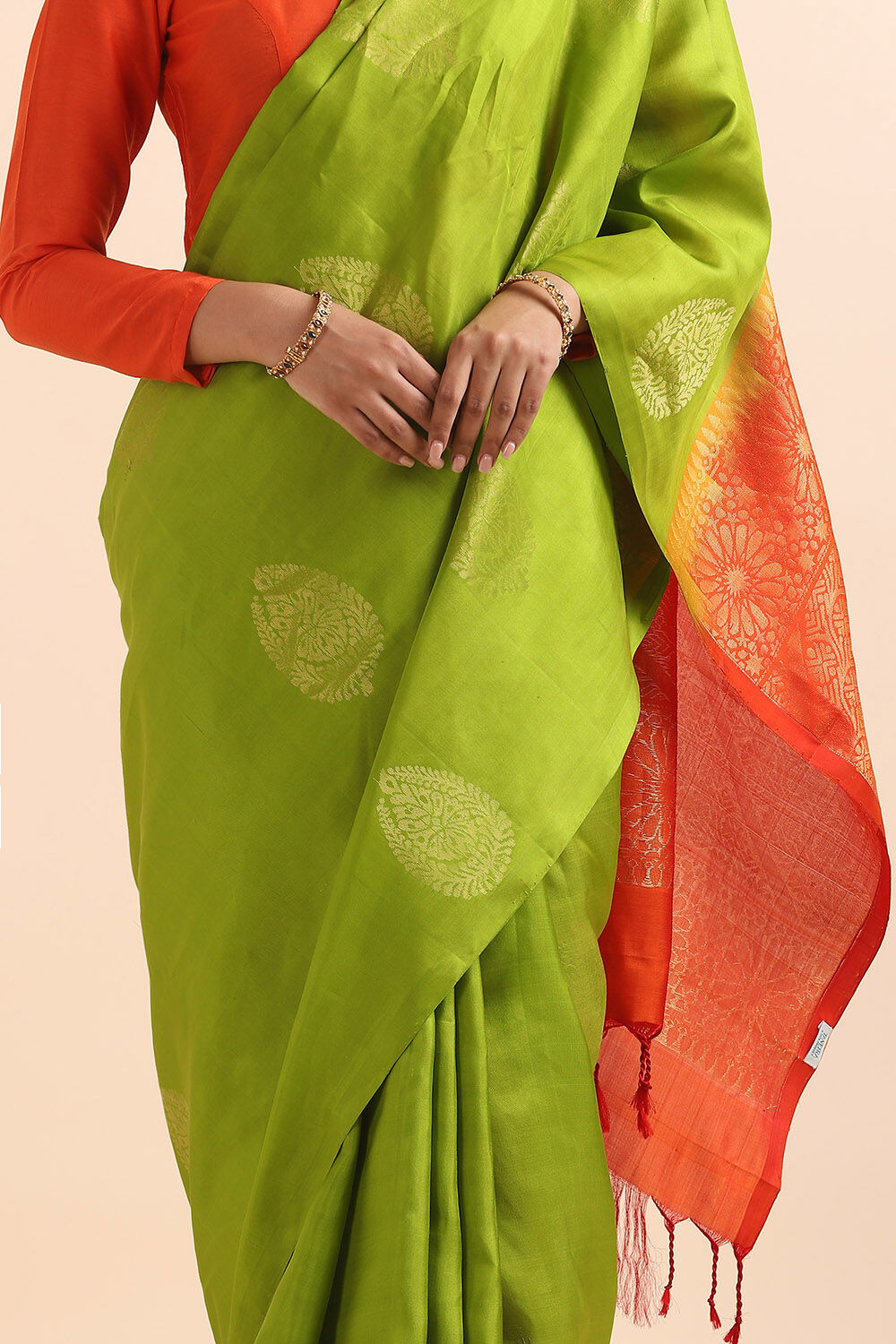 Light Green Pure Silk South Saree image number null
