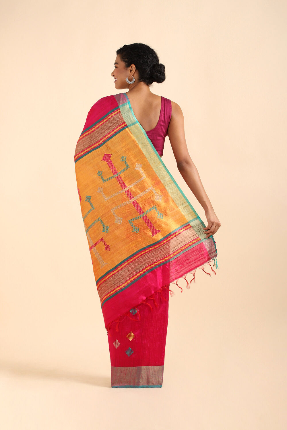 Pink Pure Tussar Silk Bhagalpuri Saree image number null