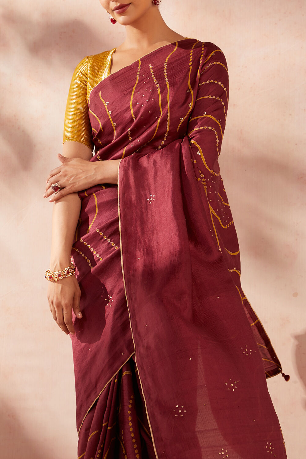 Pink Pure Silk Hand Painted Saree image number null