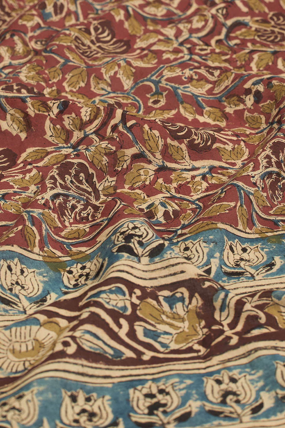 Red Printed Kalamkari Machilipatnam Pure Cotton Saree image number null