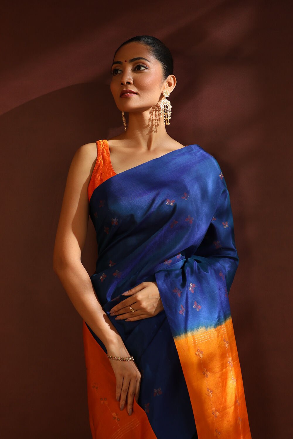 Blue South Silk Tencel Woven Saree image number null