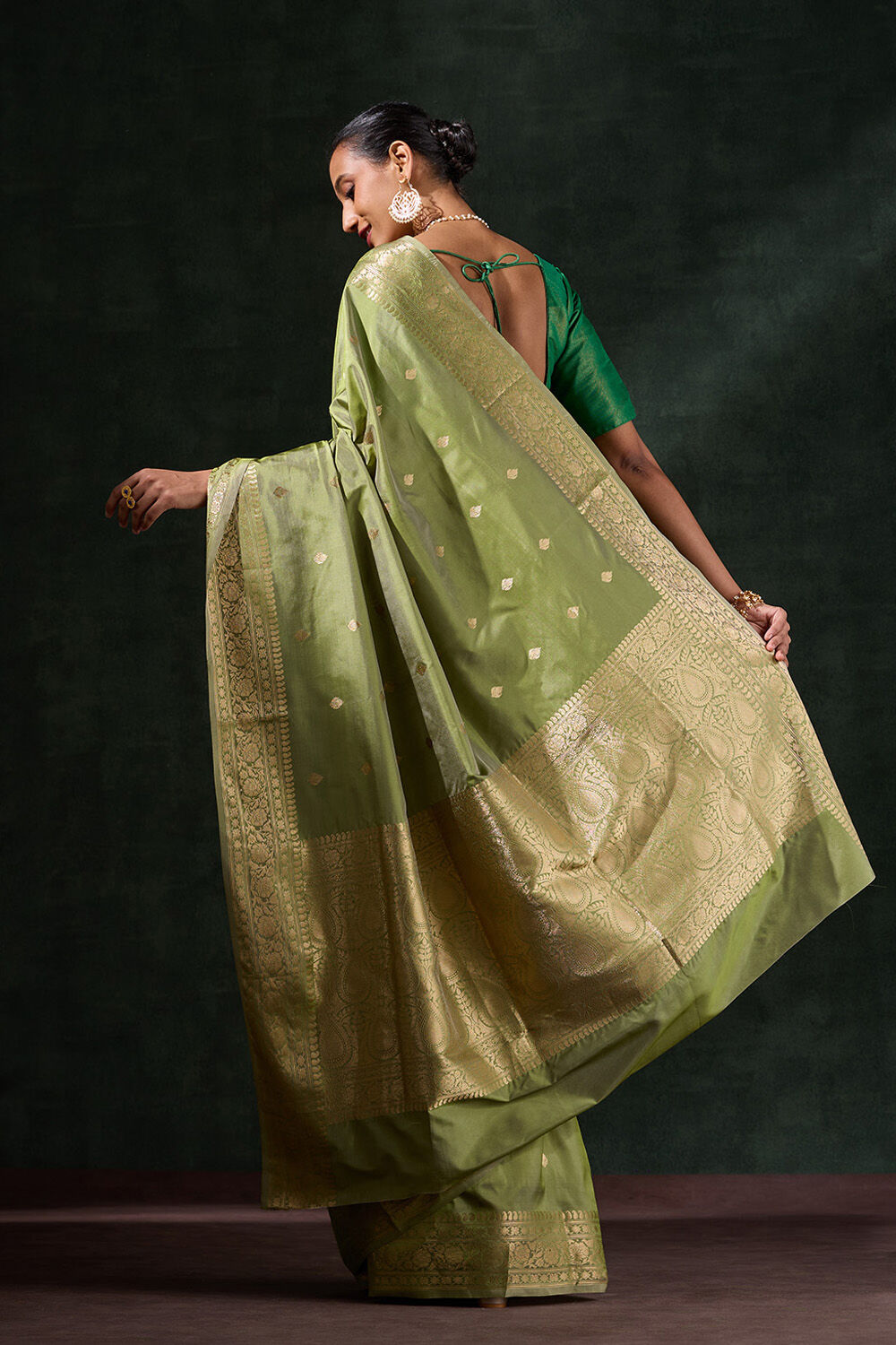 Green Silk Viscose Kadwa Saree image number null