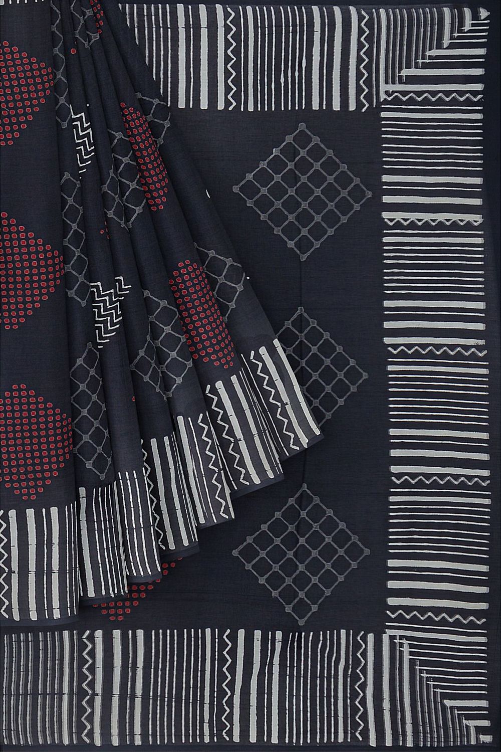 Black Pure Cotton Sanganeri Printed Saree image number null