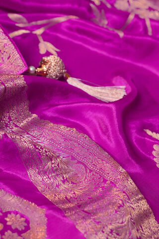 Dark Pink Woven Pure Viscose Saree thumbnail image number null
