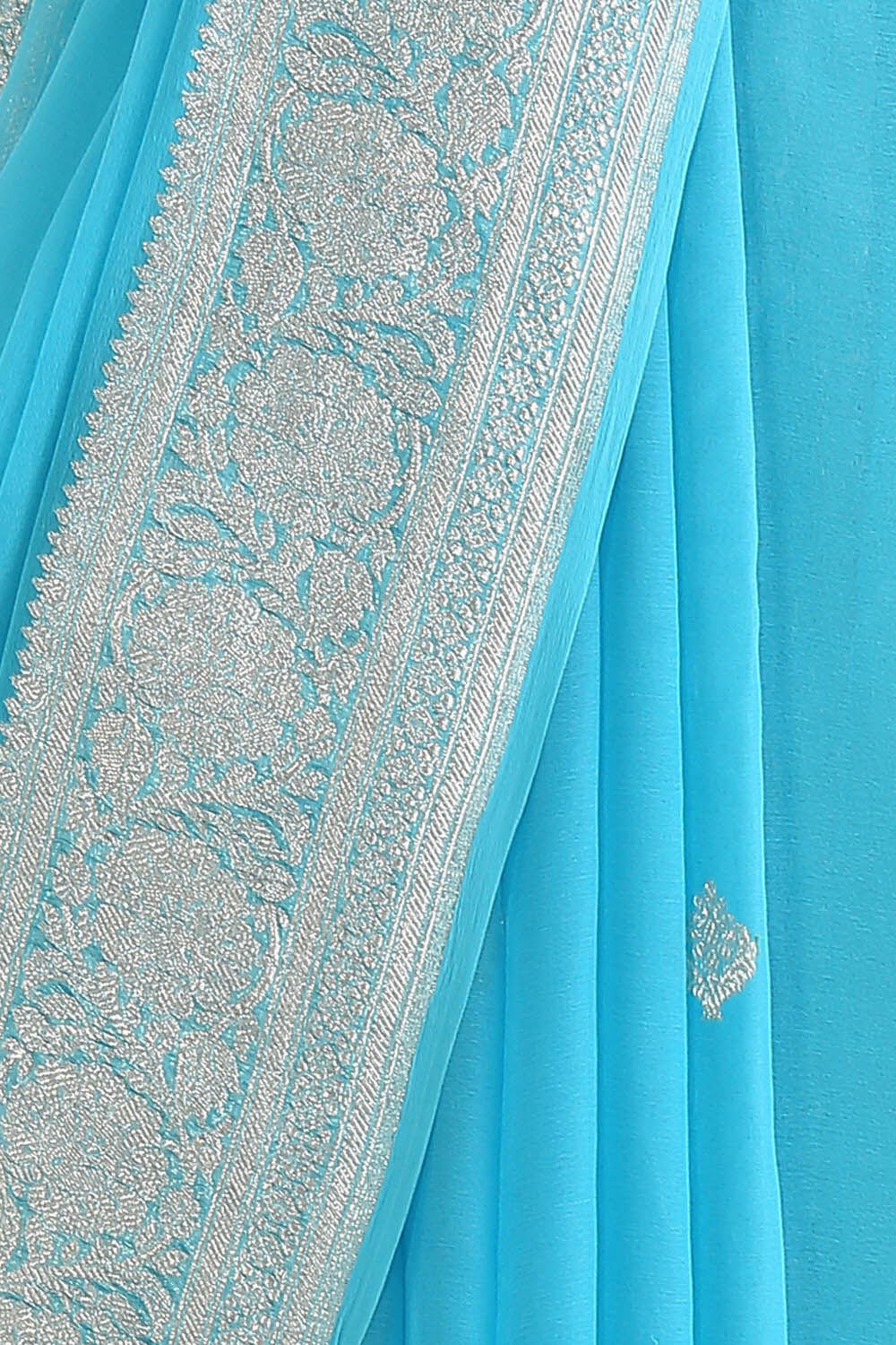 Light Pure Blue Georgette Banarasi Saree image number null