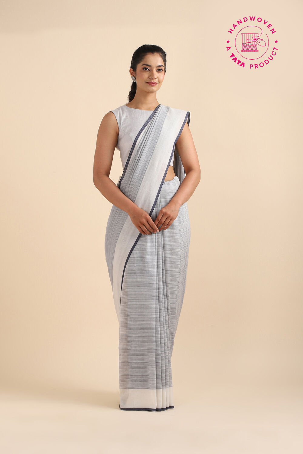Grey Pure Cotton Bengal Saree image number null