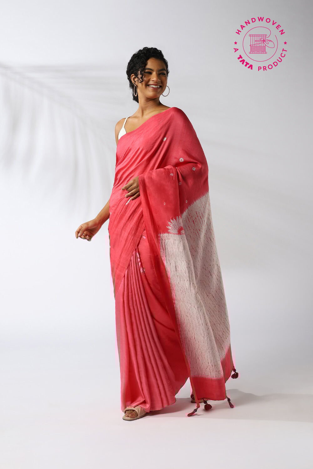 Red Pure Silk Shibori Saree image number null