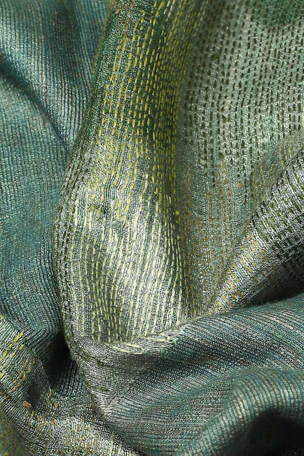 Green Pure Silk Tussar Jamdani Saree image number null
