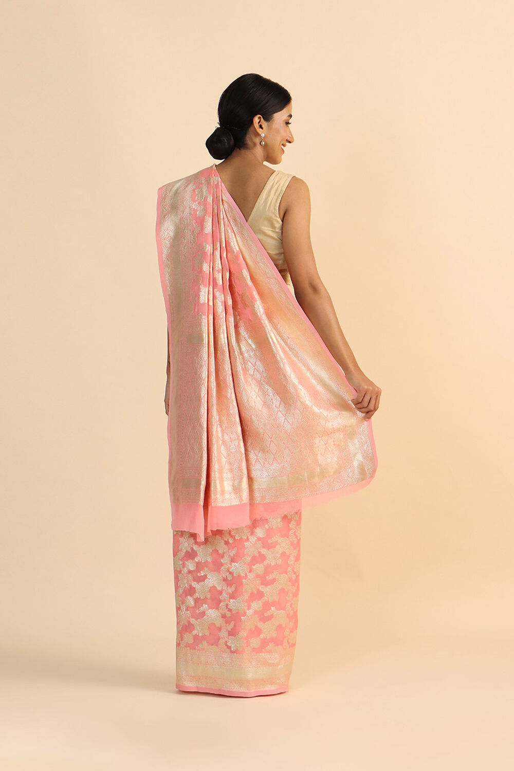 Light Pure Orange Georgette Banarasi Saree image number null