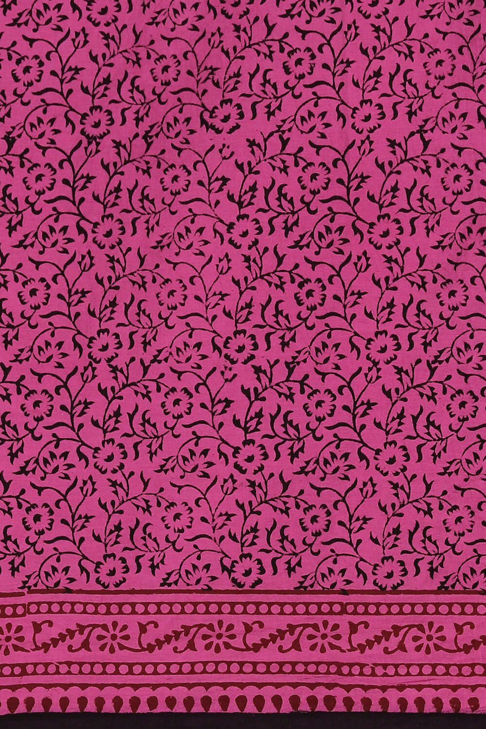Pink Pure and Black Cotton Bagh Saree image number null
