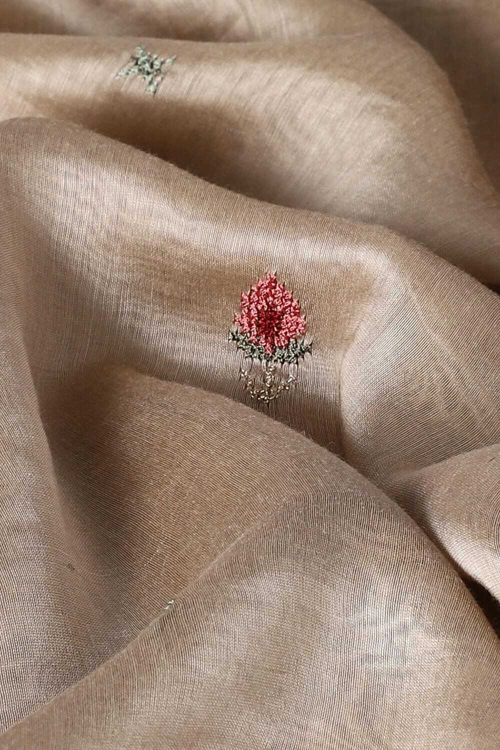 Biege Tussar Embroidered Unstitched Suit Set image number null