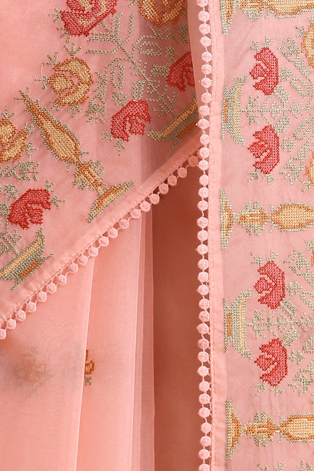 Light Pure Pink Embroidered Saree image number null