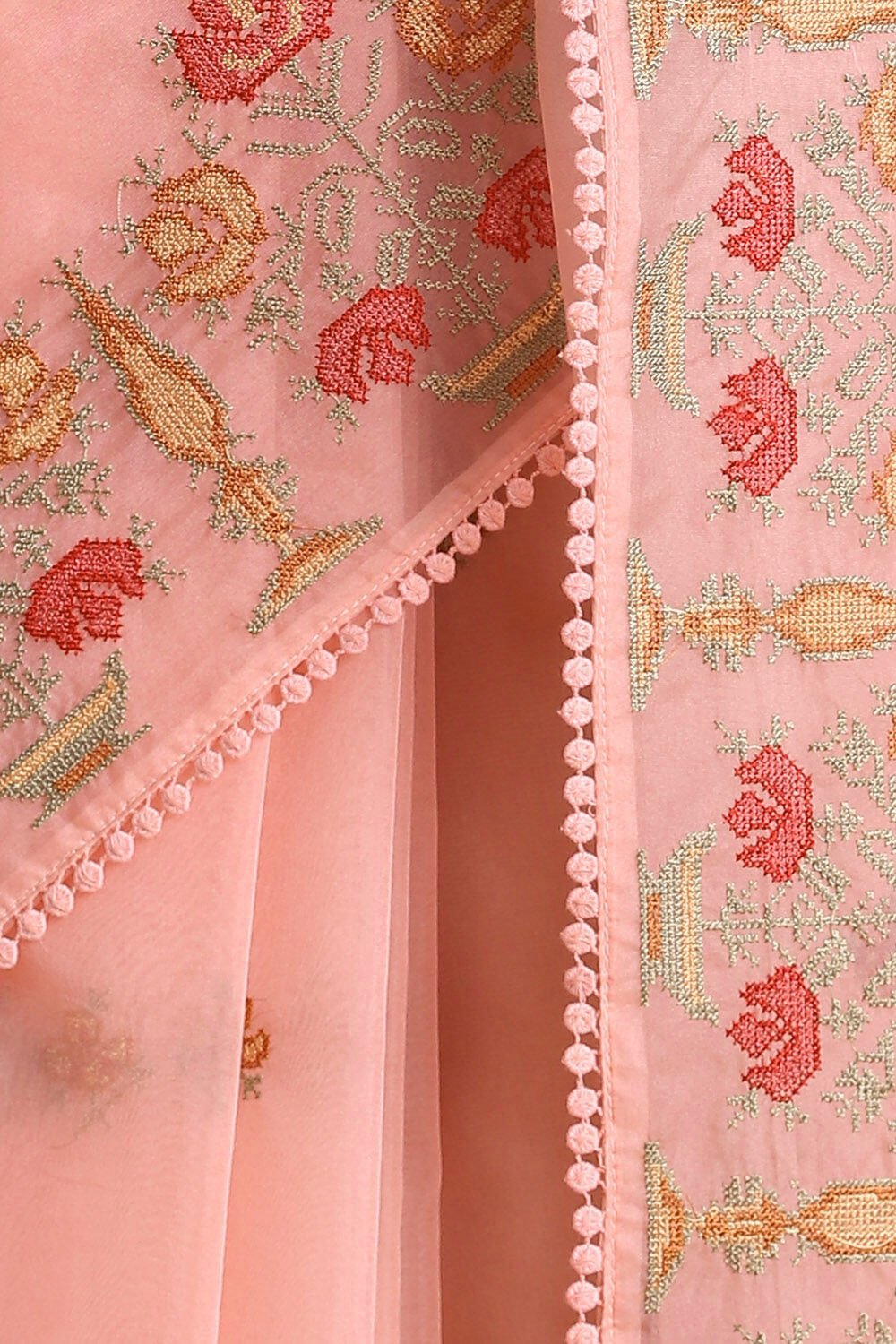 Light Pure Pink Embroidered Saree image number null