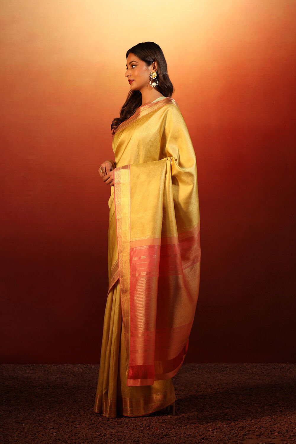 Yellow Woven Pure Silk Kanjivaram Saree image number null