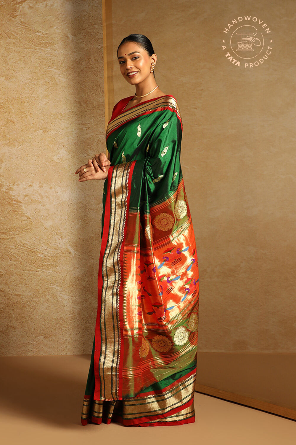 Green Pure Silk Paithani Saree image number null
