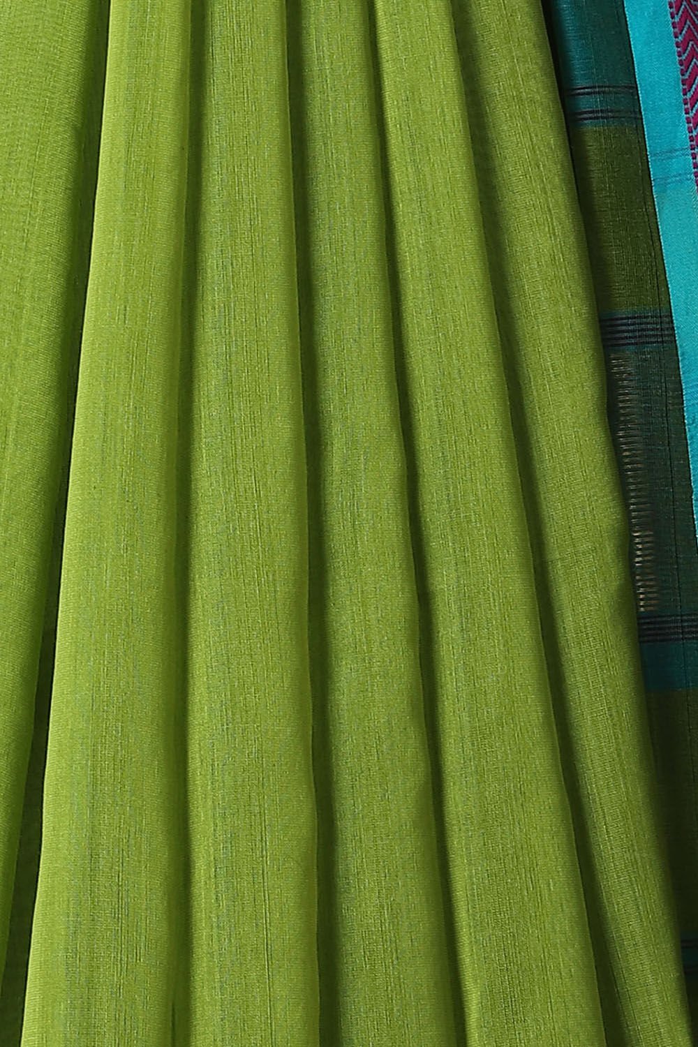 Green Pure Silk Cotton Maheswari Saree image number null