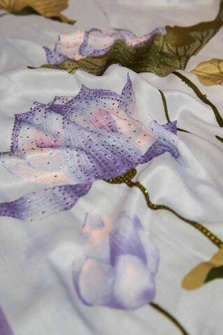 Purple Printed Viscose Crepe Saree thumbnail image number null
