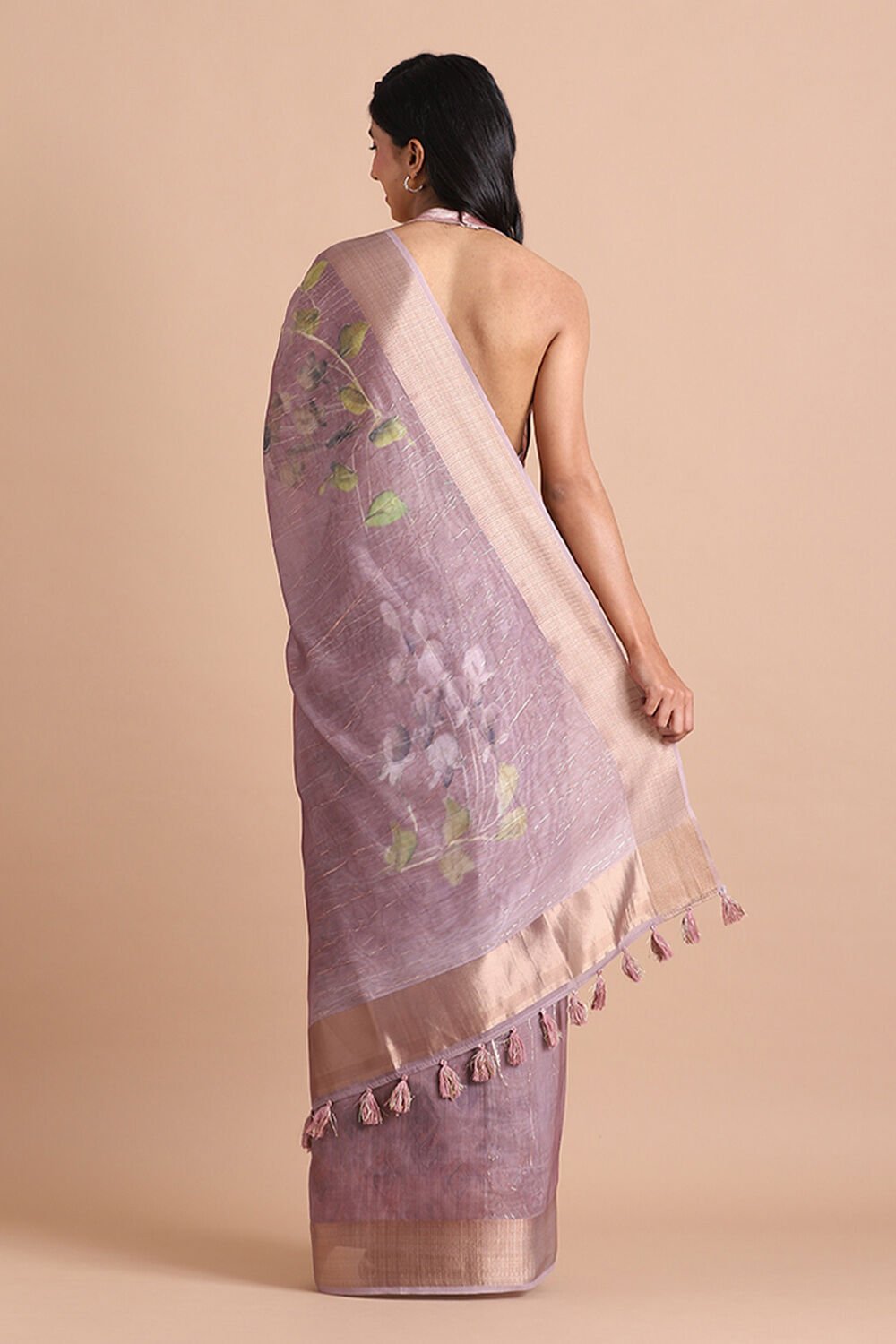 Purple Pure Embroidered Saree image number null