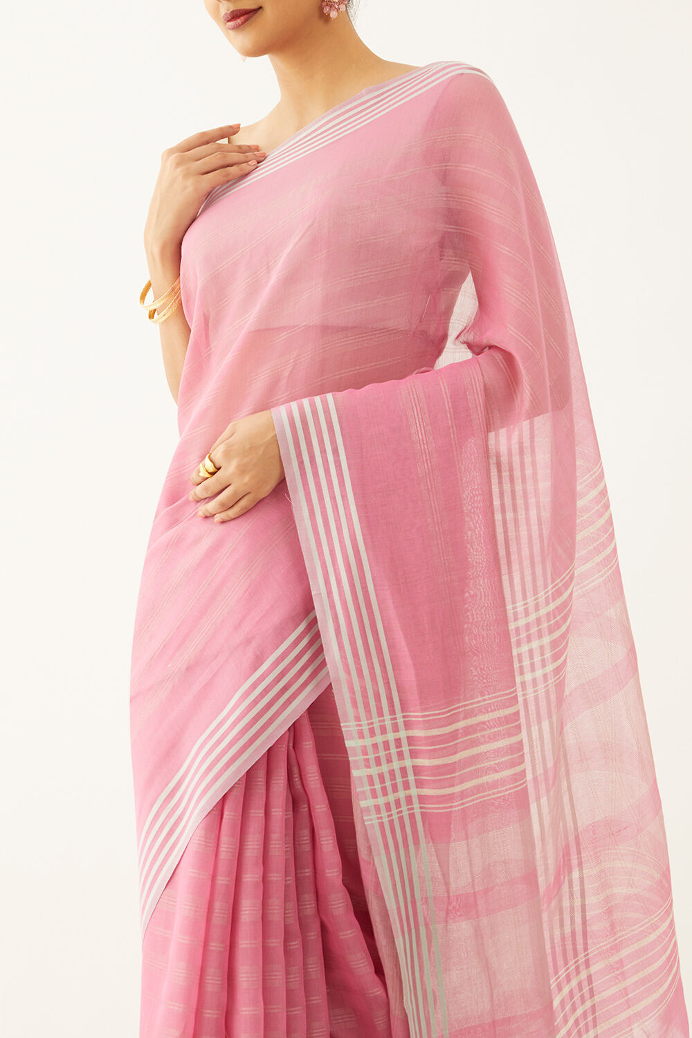 Pink Silk Viscose Woven Bhagalpuri Saree image number null