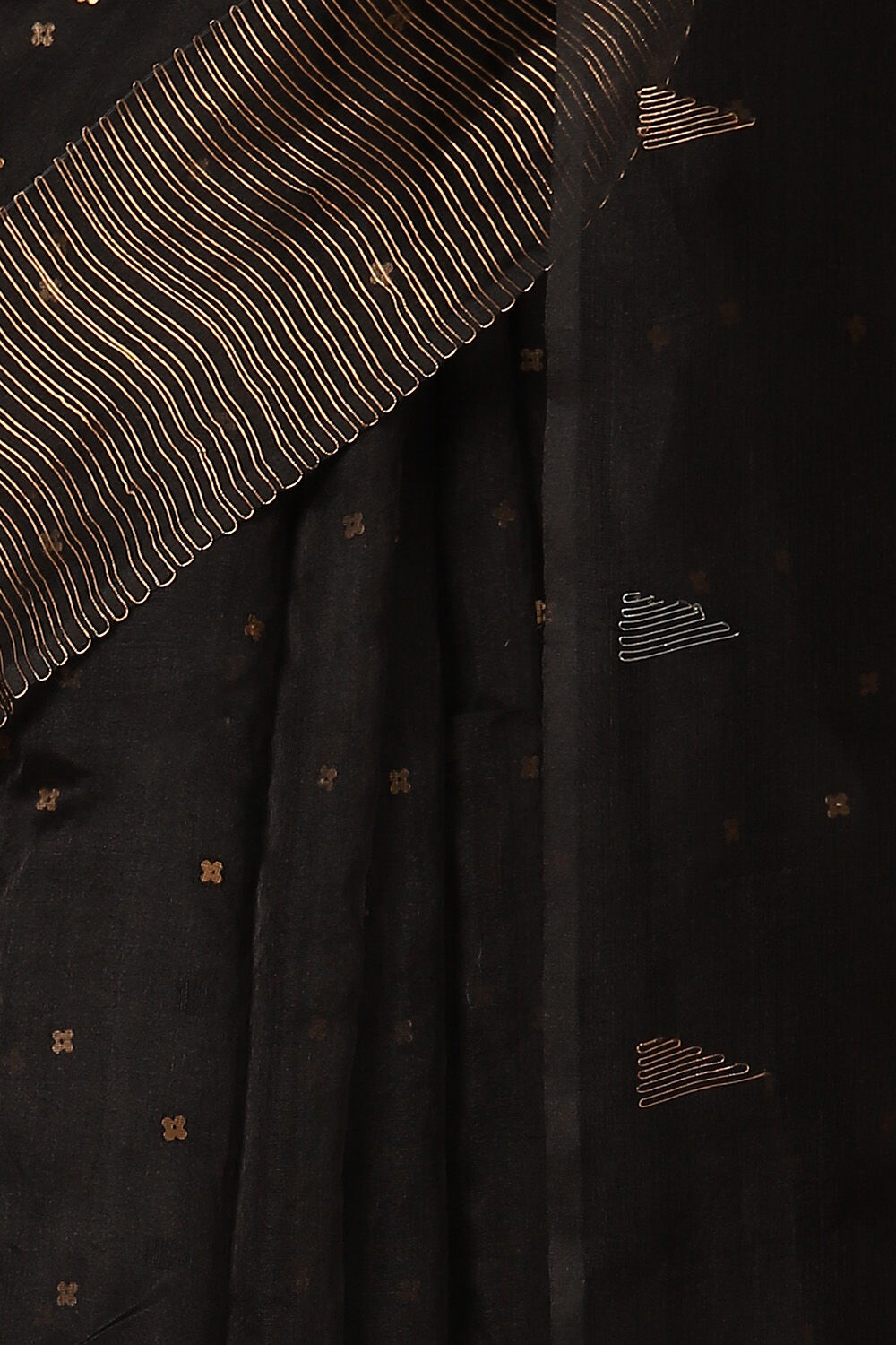 Black Pure Silk Bengal Saree image number null