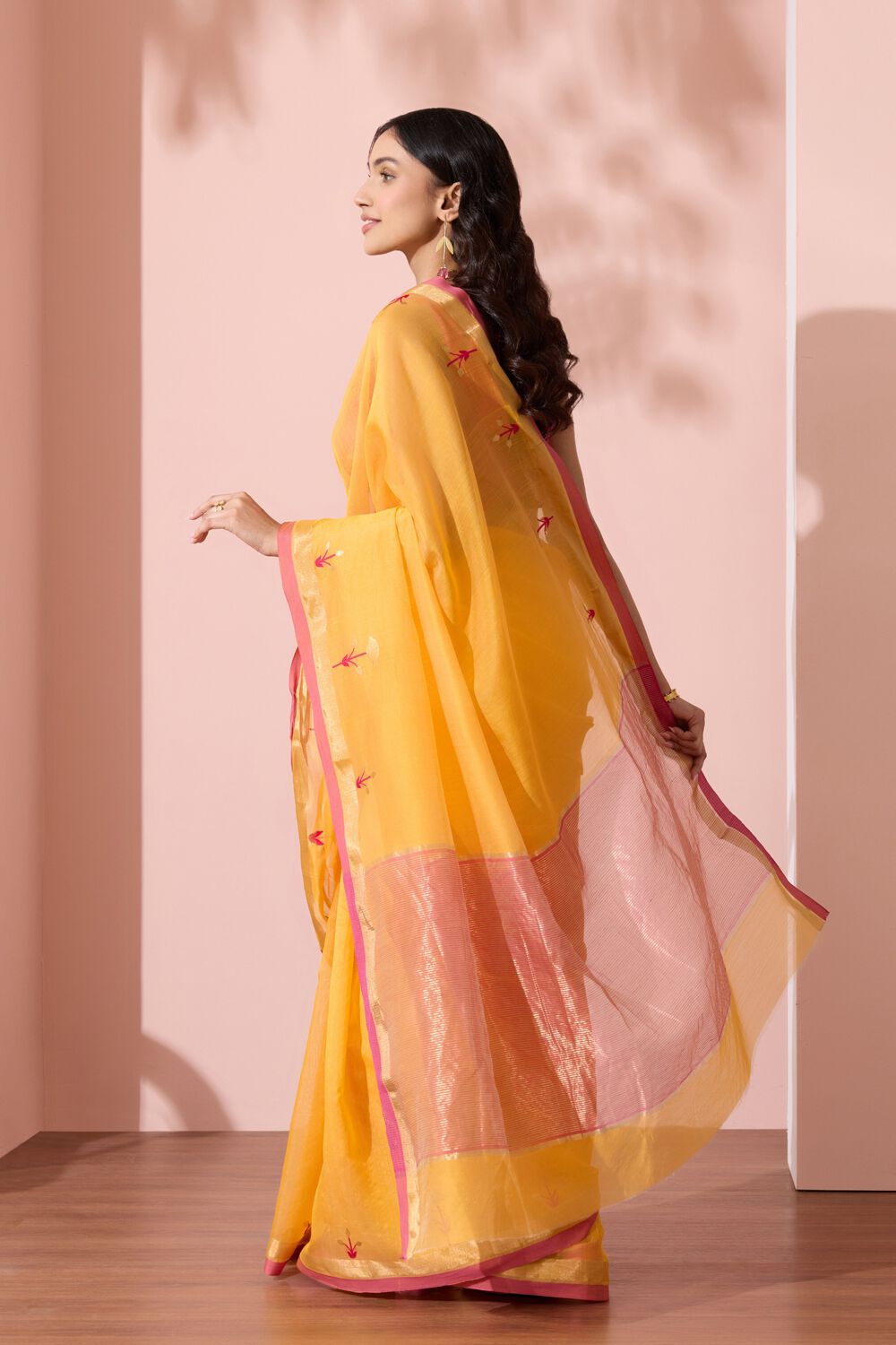 Orange Chanderi Eknaliya Pure Silk Cotton Saree image number null