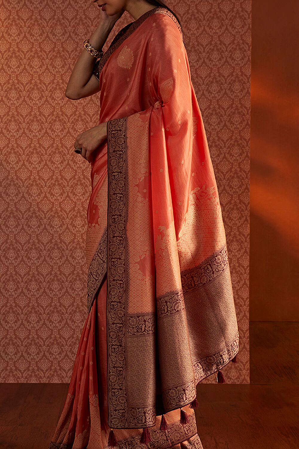 Orange Woven Luxe Saree image number null