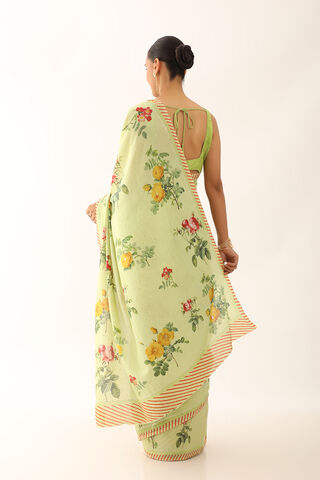 Light Green Bhagalpur Pure Tussar Cotton Screen Printed Saree thumbnail image number null