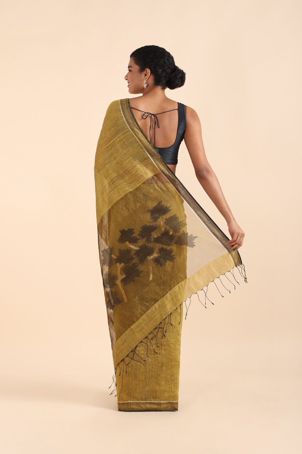 Dark Yellow Pure Silk Vanya Jamdani Saree image number null