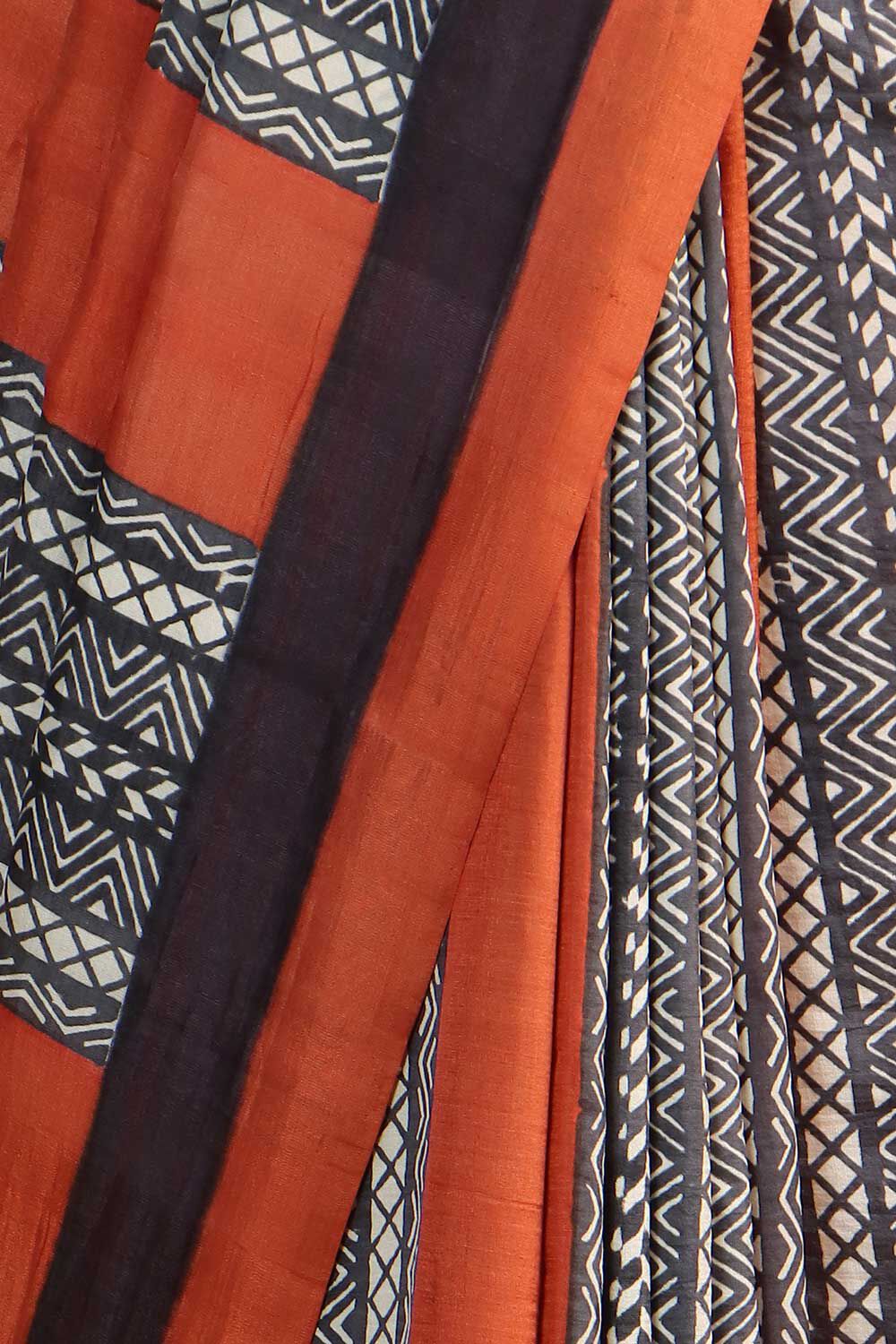 Black Pure Silk Printed Saree image number null