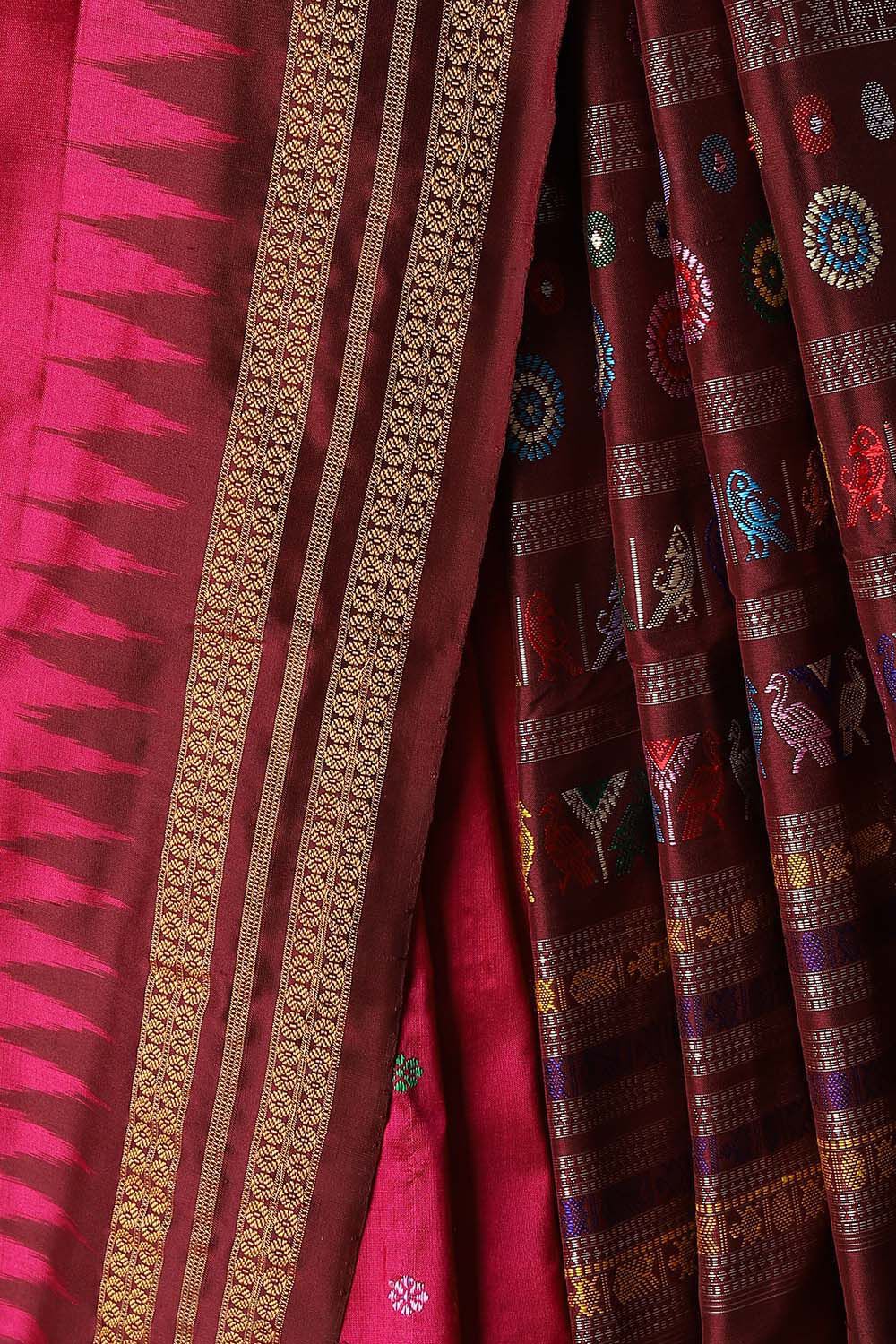 Dark Pink Pure Silk Odissa Dolabedi Saree image number null