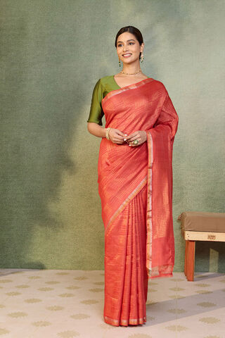 Red Chattisgarh Woven Pure Tussar Silk Saree thumbnail image number null