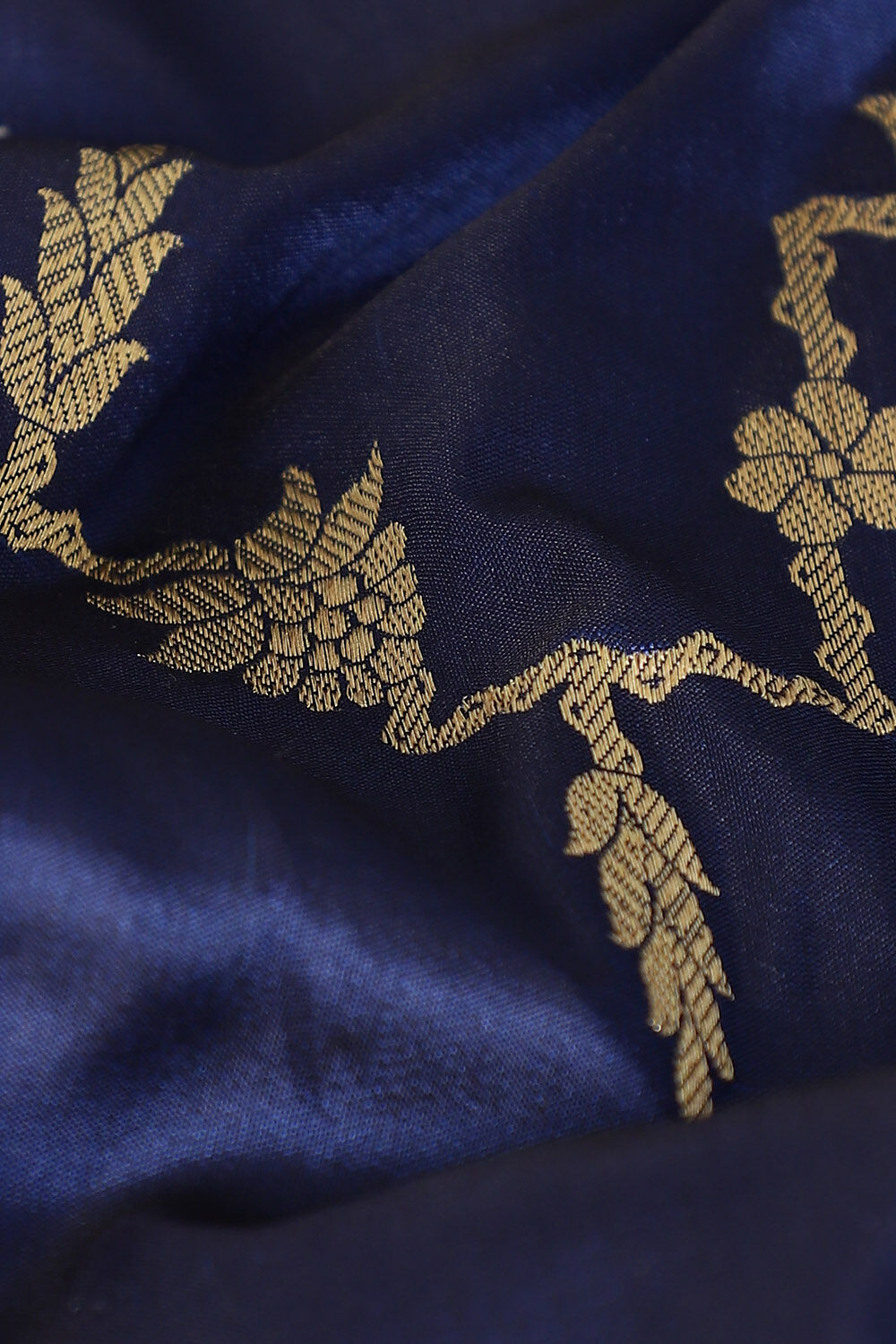 Dark Blue Pure Silk Banarasi Saree image number null