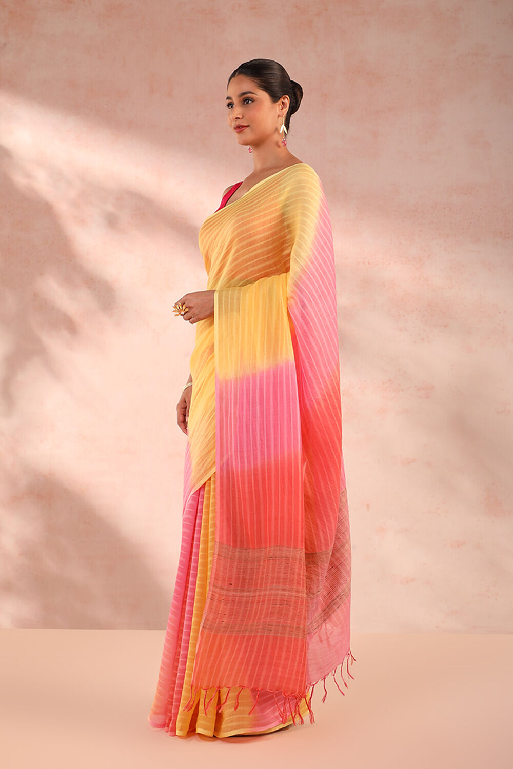 Multicoloured Silk Modal Tie and Dye Saree image number null